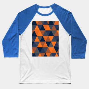 Orange and Blue Geometric Pattern Baseball T-Shirt